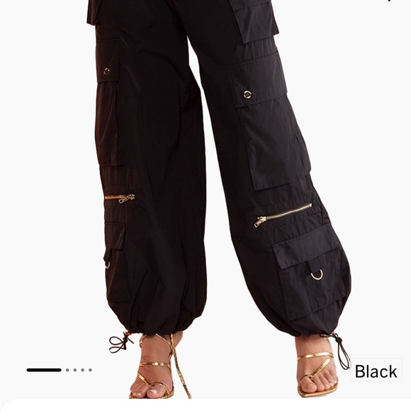 Cynthia Rowley Black Cotton/Silk Cargo Pants Sz: L - Picture 5 of 9